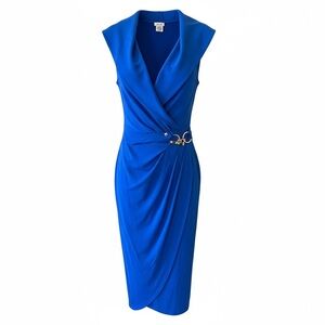 Cache Royal Blue Draped Dress – Below Knee – Size M